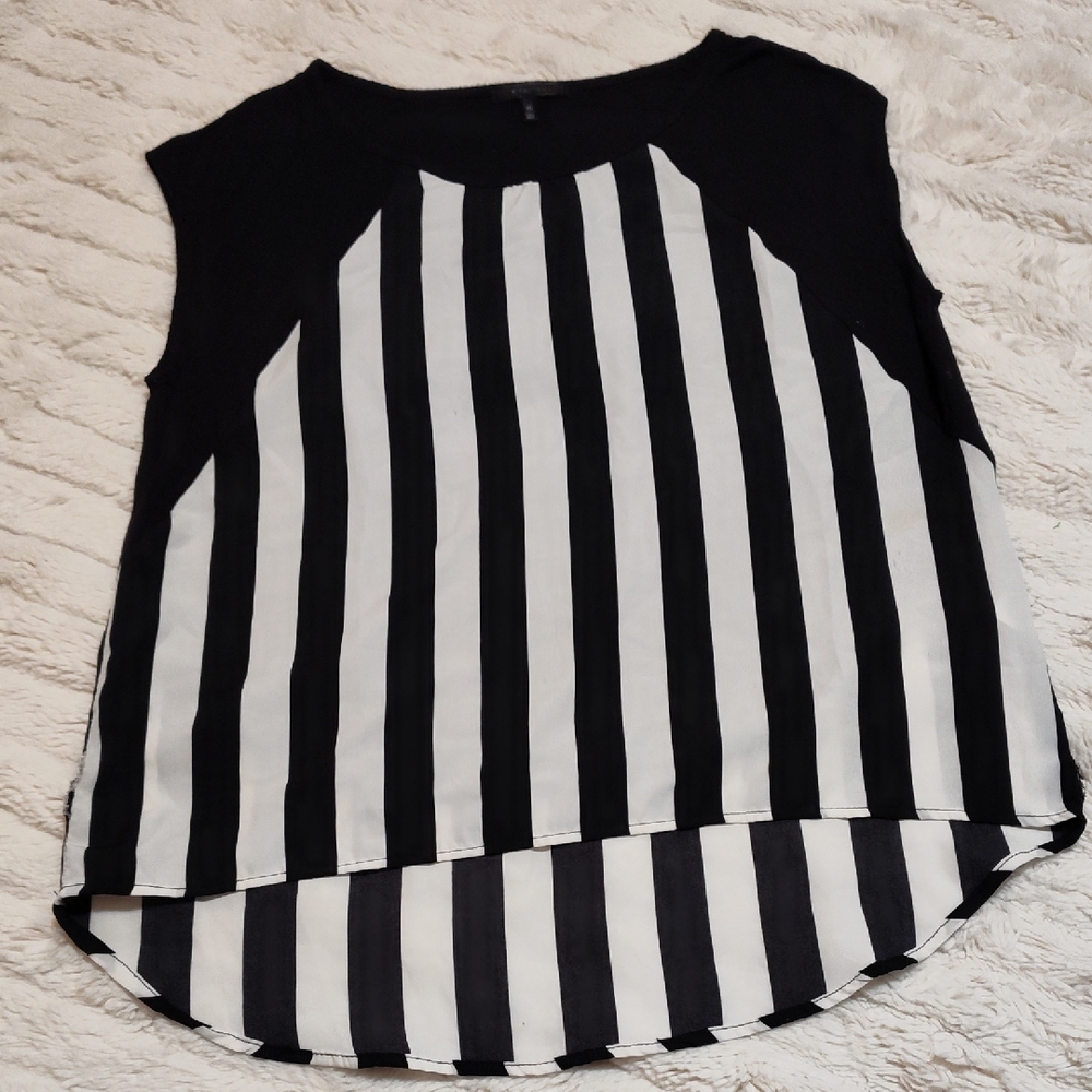 Chic Monochrome Striped Women's Blouse